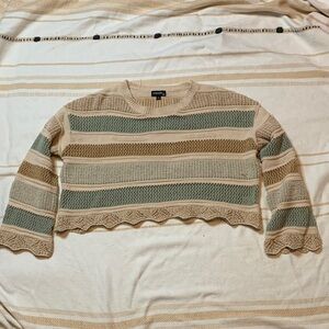 NWT Originality Knit Striped Sweater with Scalloped Hem Size Small